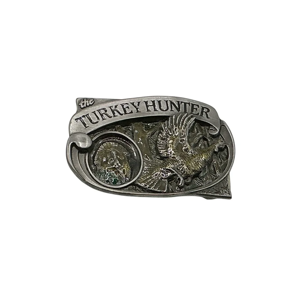 Vintage 1994 Brew City‎ Collectibles The Turkey Hunter Belt Buckle Silver Tone